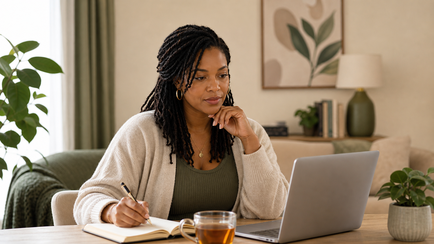 A Black woman in a culturally affirming individual therapy session.